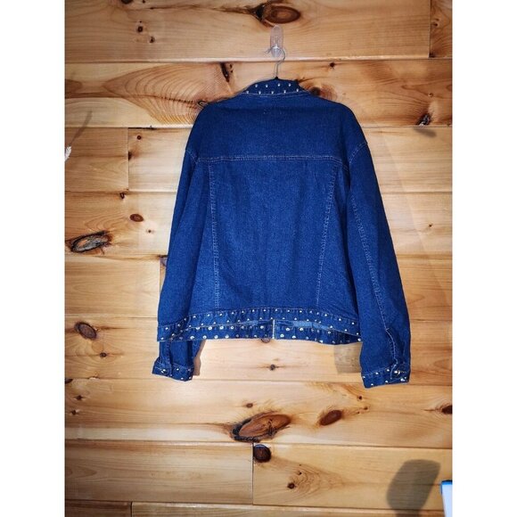 Vintage L A Blues Women Plus Size 22/24 Jean Jacket Full Zip Front Studded - Picture 11 of 11
